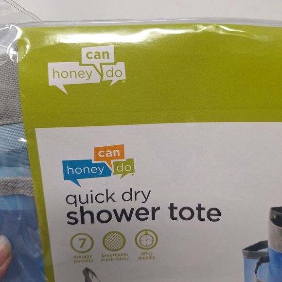 HoneyCanDo Quick Dry Shower Caddy Blue Mesh Toiletry Tote Bag Storage Pockets - Picture 2 of 5
